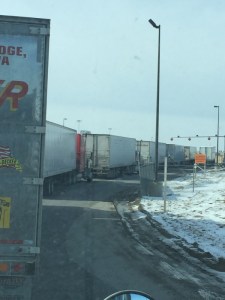 Waiting in line to get loaded at Campbell's. 