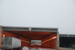 This is the runway for the airport.    You go through it to get to Atlanta from the south.  Whats scary is when you see a big airplane go across it as you go through.   